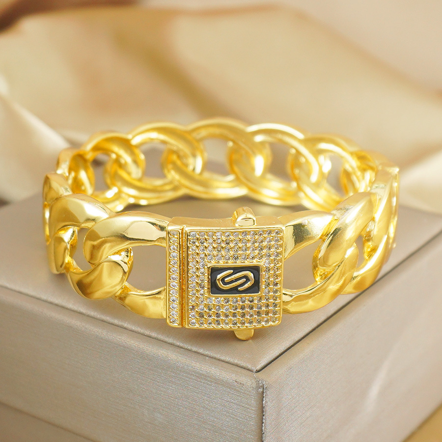 Ethnic Fashion Dubai - Neutrales Modearmband mit Kuba-Kette, 24 Karat