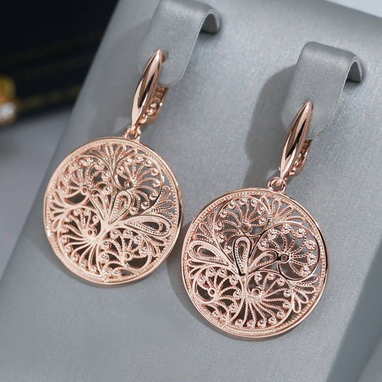 Ethnic Fashion Dubai - Wbmqda Hohle Metall Blume Lange Tropfen