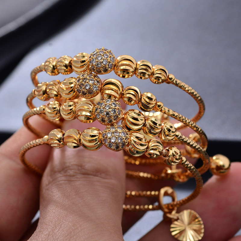 Ethnic Fashion Dubai - 24K 4-teiliges Set Ethnische Perlen-Armreifen in