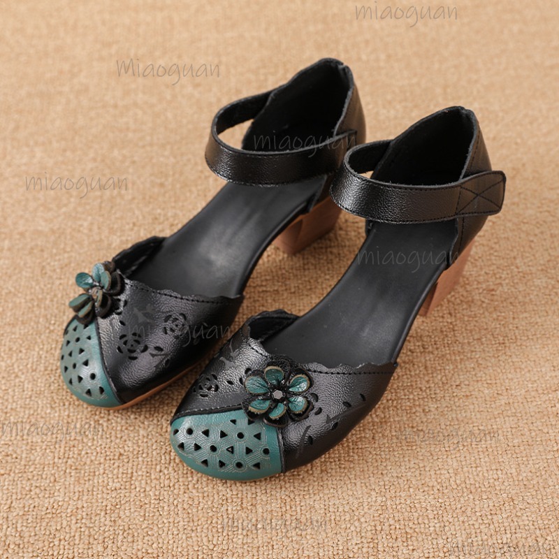 Ethnic Fashion For Women - Ausgehöhlte Gladiator-Sandalen mit Blumenmuster, Knöchelriemen und
