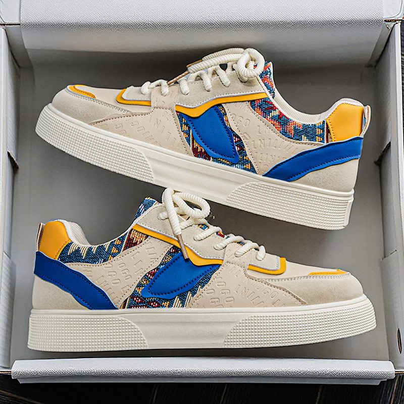 Ethnic Fashion Walk - Herren Vintage Patchwork Plateau-Sneaker - Ethnischer