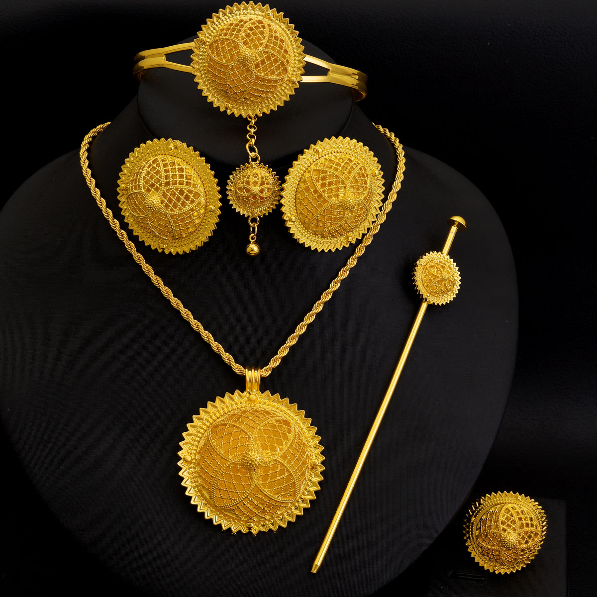 Ethnic Fashion Dubai - Afrika Dubai Goldene Farbe Schmuck Set