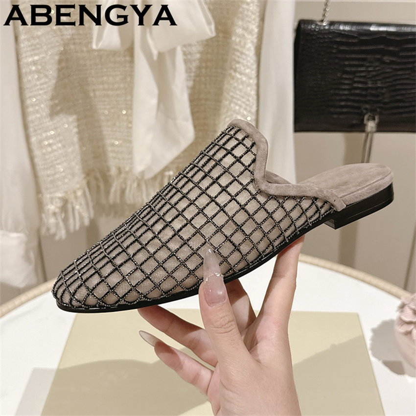 Glänzende Spitzen-Mesh-Slipper – Ethnic Fashion For Women Bewertung und Preis