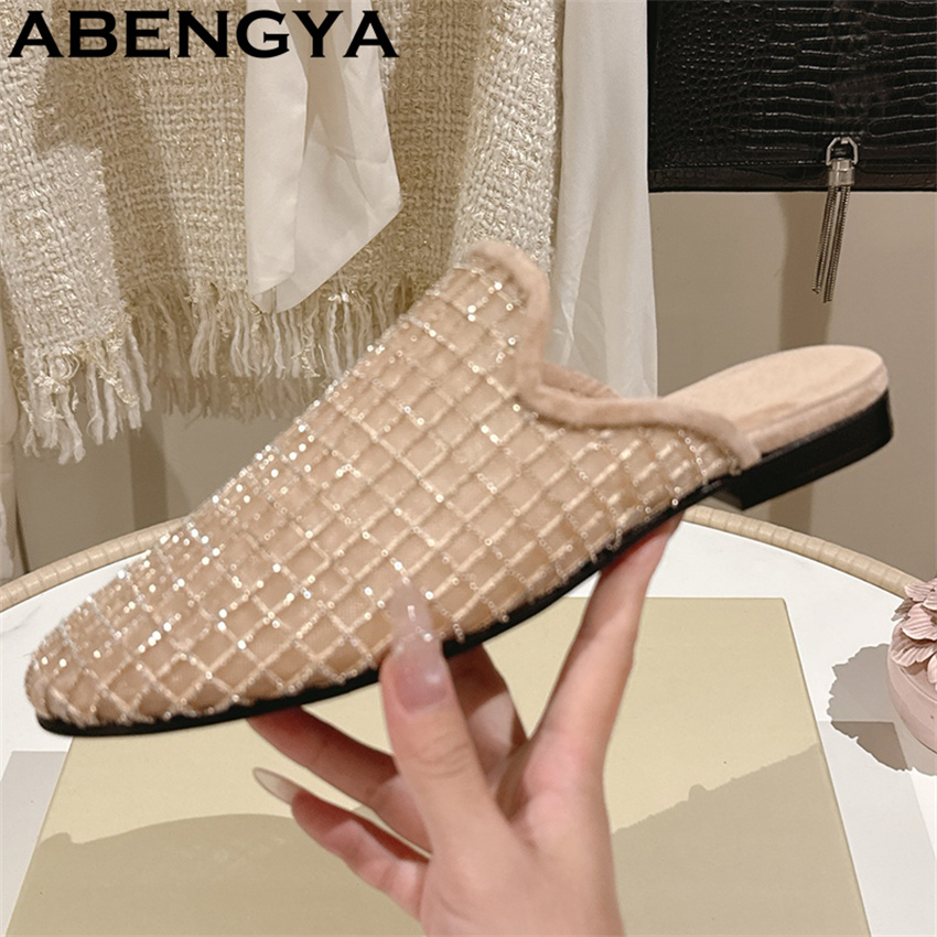 Glänzende Spitzen-Mesh-Slipper – Ethnic Fashion For Women Bewertung und Preis