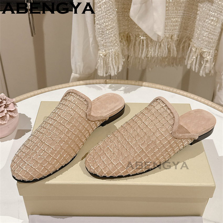 Glänzende Spitzen-Mesh-Slipper – Ethnic Fashion For Women Bewertung und Preis